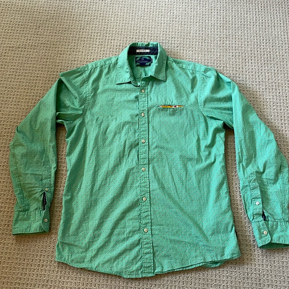 Mens SCOTCH & SODA Button Front Shirt M Green